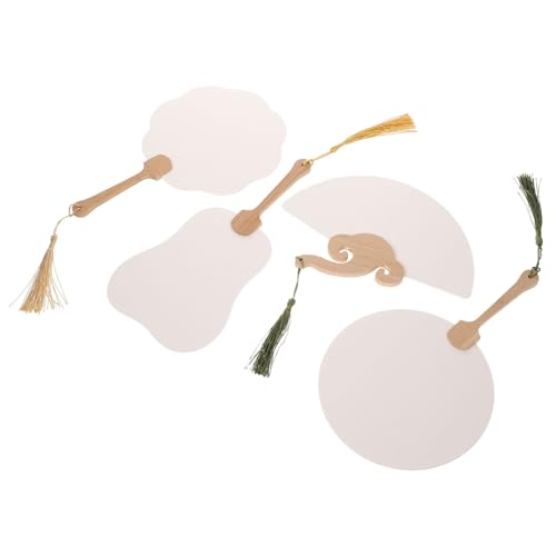 Vaguelly 4 Stück Teiliges DIY Papierfächer Unbemalt Handfächer Verschiedene Miniformen Blanko Faltfächer Kreativ für Malen Basteln Party Dekoration von Vaguelly