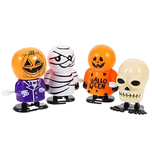 Vaguelly 4 Stück Teiliges Halloween Aufziehspielzeug mit Kürbis Skelett Mumie Bunte Figuren für Partyspaß Lustige Halloween Deko und Gruselspaß von Vaguelly