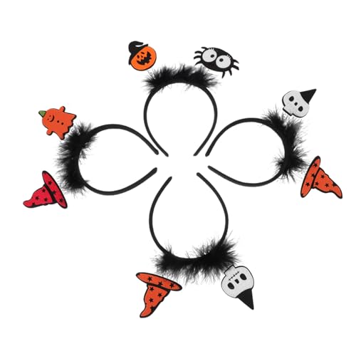 Vaguelly 4 Stück Teiliges Halloween Haarreif Lustige Dekorative Kopfbedeckung für Kostümparty mit Kürbis Spinne Skelett und Geist Design für Halloween Feiern und Cosplay von Vaguelly