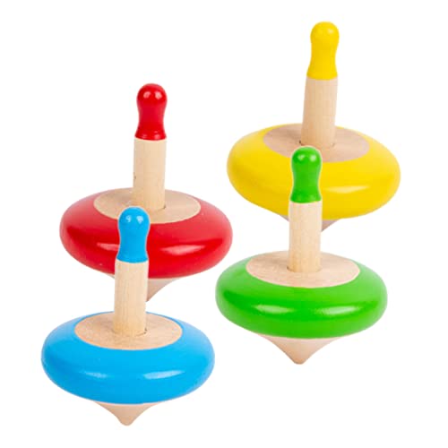 Vaguelly 4 Stück Teiliges Holzkreisel Tragbare Kinderspielzeuge Schnell Rotierend Pädagogisch Bunte Gyro Toys zur Stressreduktion von Vaguelly