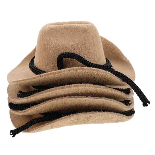 Vaguelly 4 Stück Teiliges Mini Cowgirl Hut Flauschige Miniatur Cowboy Hüte Leichte Puppenhüte Dekorative Western Party Accessoires für Kunsthandwerk und Puppendekoration von Vaguelly