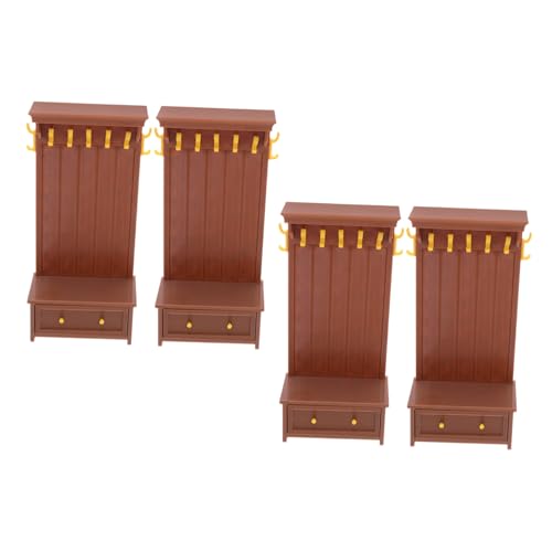 Vaguelly 4 Stück Teiliges Miniatur Puppenhaus Regal mit Schublade Kabinett Modell Vintage Aufbewahrungsschrank Leichtes Kindersicheres Puppenmöbel für Rollenspiele und Dekoration von Vaguelly