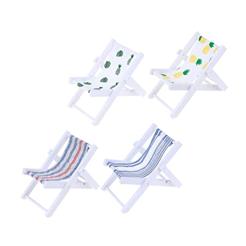 Vaguelly 4 Stück Teiliges Miniatur Strandstuhl für Puppenhaus Dekorative Micro Landschafts Requisite Faltbare Bunte Strandliege mit Streifenmuster Geeignet für DIY Garten und Kinderzimmer von Vaguelly