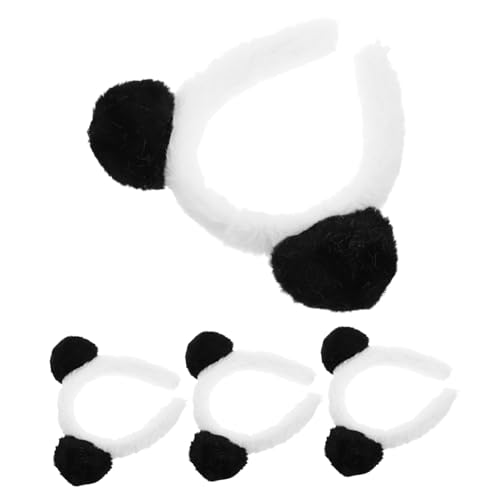 Vaguelly 4 Stück Teiliges Panda Ohr Kostüm Haarreif Niedliches Cartoon Tier Kopfschmuck für Make-up Partys Leichtes Wiederverwendbares Party Accessoire Vielseitig Einsetzbar für Karneval von Vaguelly
