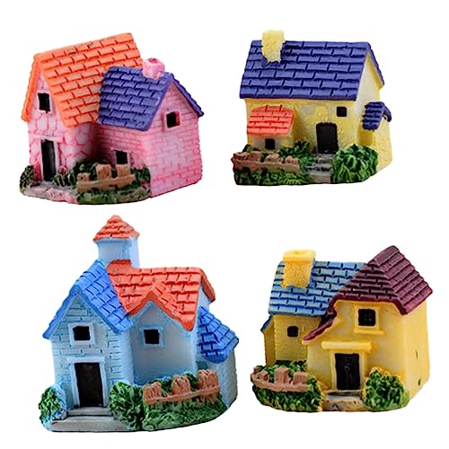 Vaguelly 4 Stück Teiliges Resin Miniaturhaus Dekoration Mikrolandschaft Ornament für Garten Puppenhaus Cake Design und Kreative Deko von Vaguelly