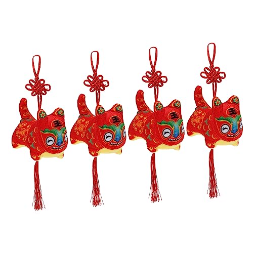 Vaguelly 4 Stück Tigerpuppe Neujahrsbehänge Tiger-plüschspielzeug Jahr Der Tiger-Maskottchen-Puppe Jahr des Tigermaskottchens Sternzeichen Tiger Anhänger Tiger-Puppe-Ornament Pp Baumwolle von Vaguelly