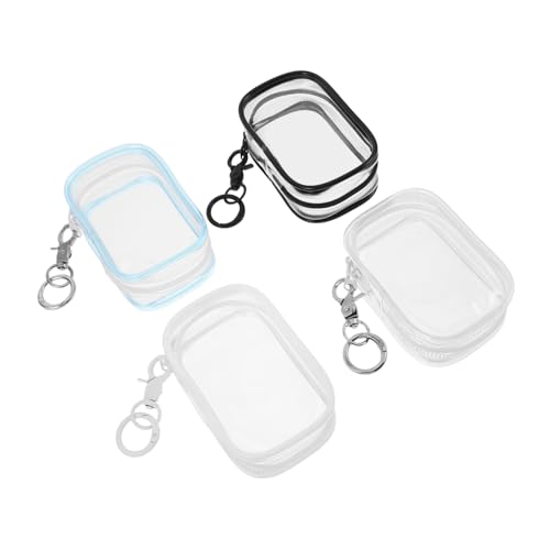 Vaguelly 4 Stück Transparente PVC Aufbewahrungstasche mit Abnehmbarem Schlüsselanhänger Tragbare Quadratische Puppen Plüschtier-Tasche Reißverschlussfest Kompakt für Sammler und Unterwegs von Vaguelly