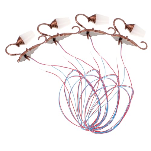 Vaguelly 4 Stück Wandlampen Vintage Wandleuchten für Puppenhaus Sandtisch Dekoration Realistische Details Antikbronze mit Warmem Licht für Miniaturlandschaften von Vaguelly