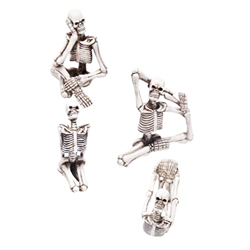 Vaguelly 4 Stück Yoga-schädel-verzierung Halloween-Dekorationen Im Innenbereich Kleine Skelettfiguren Skelettpuppenskulptur Halloween- Halloween-Knochen Halloween-Spinnennetz Grey Harz von Vaguelly