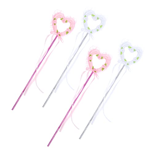 Vaguelly 4 Stück Zauberstab Feenstab Feenflügel Sternenstab Mädchen Zauberstab Fairy Wand + Glitters spielwaren spielsachen -Fee-Sticks- Zauberstäbe Hexenstab Schleife von Vaguelly