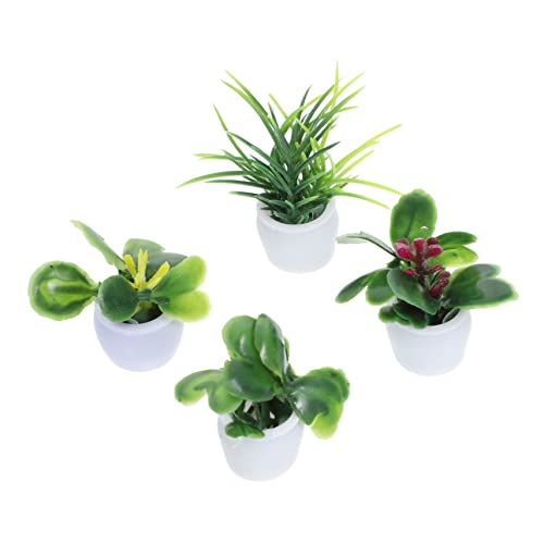 Vaguelly 4 Stücke Miniatur-Bonsai-Modelle Für Zimmerpflanze Zubehör Realistische Mini-topfpflanzenmodelle von Vaguelly
