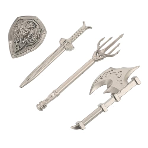 Vaguelly 4 Teiliges Kunststoff Miniatur Schwerter Und Schilderset Für Und Schwertset Für Mini Spielzeugschild Und Schwertset Für Jungen Bausteine Ritterzubehör Cosplay von Vaguelly