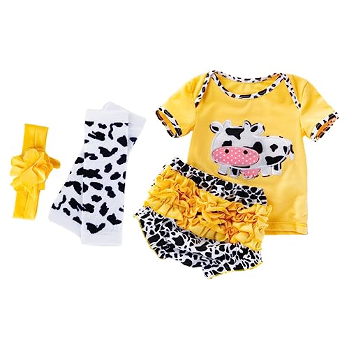 Vaguelly 4 Teiliges Set Für Puppenbekleidung Kurzarm T Shirt Shorts Mit Kuhmuster Passend Für Reborn Dolls 50 Niedliche Babykleidung Für Puppen von Vaguelly