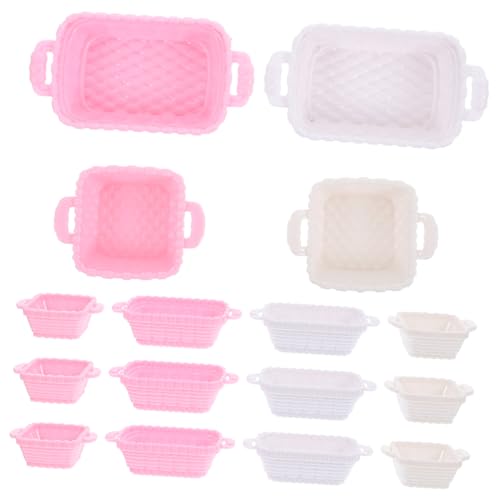 Vaguelly 40 Stück Teiliges Mini Einkaufskorb Set Kleine Miniatur Supermarkt Handkörbe Stabile Miniatur Körbe für Puppenhaus Dekoration und Spielzubehör Farbige Mini Körbe für Tisch und von Vaguelly