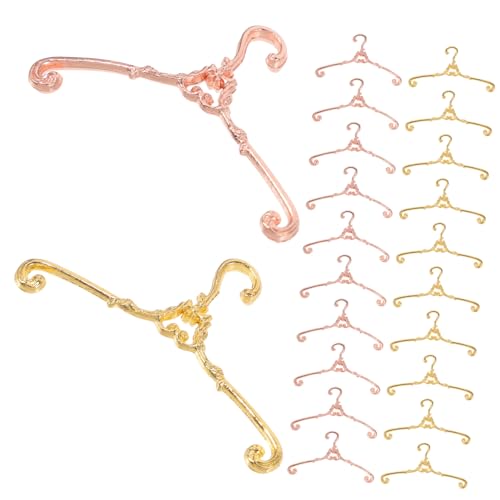 Vaguelly 40 Stück Teiliges Miniatur Puppenkleiderbügel aus Metall Vintage Stil in Gold und Roségold Stabile Kleine Kleiderbügel für Puppenhaus Praktisch und Formbeständig für Mini Haus und von Vaguelly