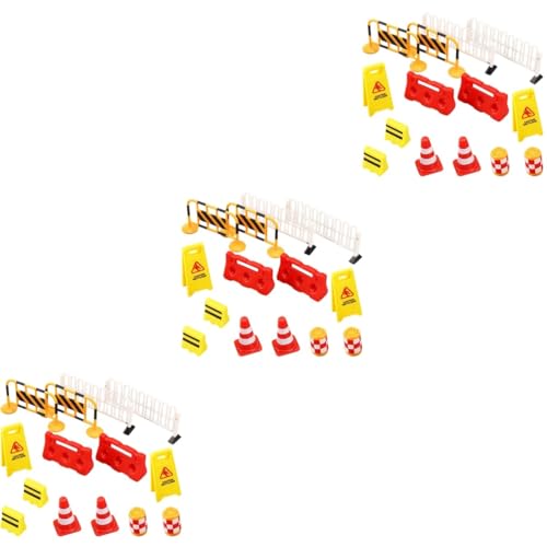 Vaguelly 42 STK Verkehr Straßenschild Barrikade Spielzeug für Kinder Miniatur-Verkehrssperre Kinderspielzeug Embleme Spielzeug für Kleinkinder Verkehrszeichen Baustellenspielzeug von Vaguelly