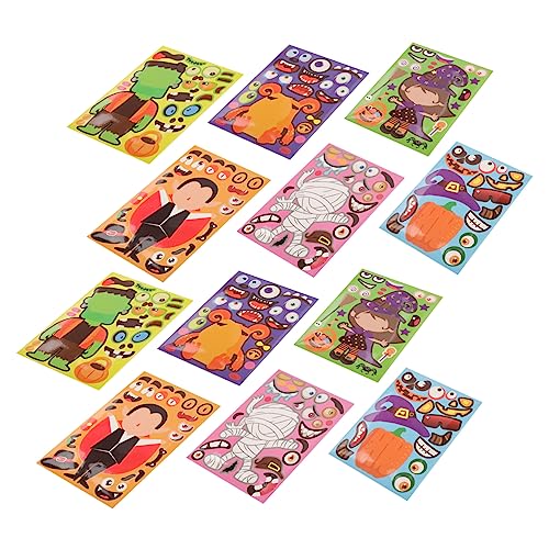 Vaguelly 48 Blätter Halloween-Aufkleber Aufkleber Halloween-partyzubehör Halloween -Aufkleber Halloween-kürbis-Aufkleber Beschichtetes Papier Selbstklebend Beschichtete Helle Folie von Vaguelly
