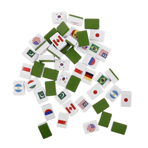 Vaguelly 48-teiliges Mahjong-spielblock-Set Mit Flaggenmuster Nationalflaggenmuster Für Erwachsene Jungen Und Mädchen Legespiele Für Familientreffen von Vaguelly