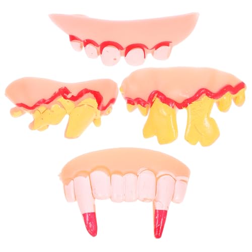Vaguelly 4Pcs Halloween zähne lustige Zähne als Dekoration Zähne für Halloween Halloween-Zahnersatz gefälschte Zahnprothesen Kostüm mit falschen Zähnen dekorative Halloween-Zähne Gummi von Vaguelly