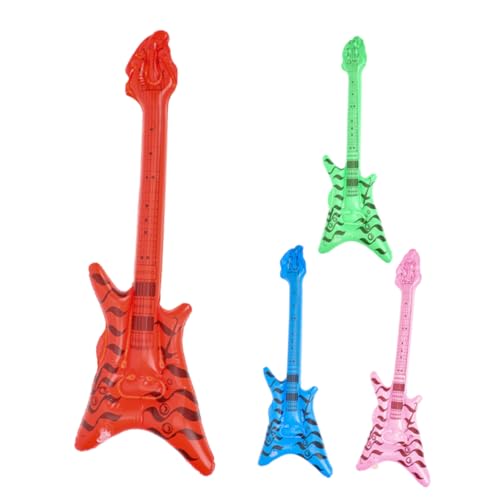 Vaguelly 4Stücke Aufblasbare Gitarre Set Interaktive Spielzeuggitarren für Jahre Party Dekoration Langlebige Instrumente für Events und Karaoke Spaß von Vaguelly