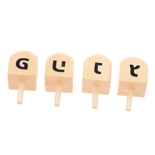 Vaguelly 4 Stück Unbemalte Holz Dreidel für Chanukka Bastelset für Kinder Kreative Selbstgemacht Robuste Konstruktion Interaktives Spielzeug Traditionelles Design von Vaguelly