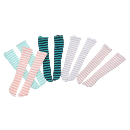 Vaguelly 5 Paare Doll Girl Socken Streifen Puppenzubehör für Mädchen Kniehohe Socken Vielseitig Kombinierbar Langlebig für Weihnachten und Geburtstage Mehrfarbig von Vaguelly