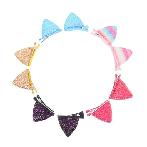 Vaguelly 5 Paare Glitzer Katzenohren Haarspangen Funkelnde Katzenform Haarklammern Leichte Vielseitige Tierohren Clips für Halloween Weihnachten Kostümfest Partyaccessoires für Mädchen und von Vaguelly