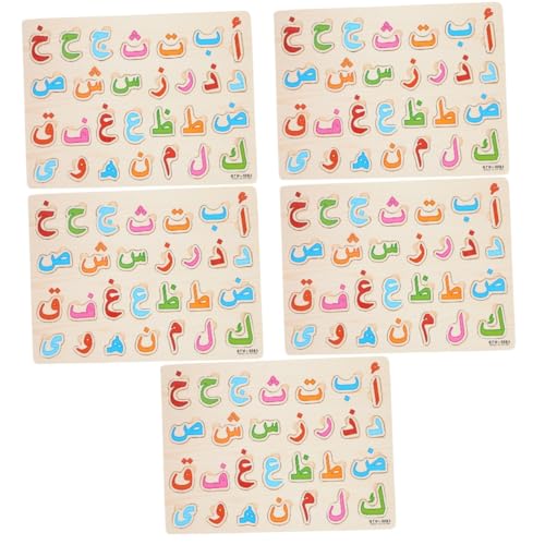 Vaguelly 5 Sätze Arabisches Rätsel Alphabet-Rätsel für Kleinkinder Zahlenrätsel aus Holz Kinder rätsel Spielzeuge Kinderspielzeug Holzpuzzle Kleinkind Baby-Puzzle Buchstabe Briefbrett von Vaguelly