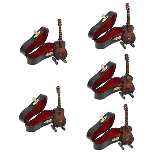 Vaguelly 5 Sätze Gitarrenmodell Gitarrenverzierung aus Holz Mini-Musikinstrumentenmodell Modelle Spielzeug Miniatur-Landschaftsstütze Mini-Gitarren-Dekor klassisch Geschenk von Vaguelly