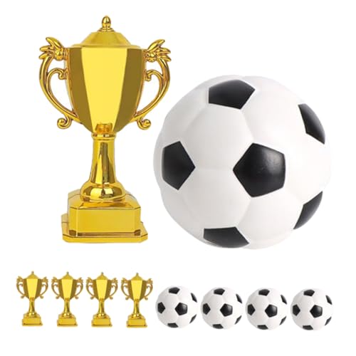 Vaguelly 5 Sätze Mini Fußball und Trophy Kuchen Topper Kleine Auszeichnungen für Kindergeburtstagsfeiern und Sportmottos von Vaguelly