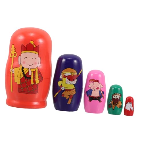 Vaguelly 5 Stück 5 Matroschka Stapelpuppen Nistend Russische Stapelpuppen Für Nistpuppen Für Erwachsene Nussknacker-plüsch Nistpuppen Für Mädchen Russischer Nussknacker Dalls Hölzern von Vaguelly