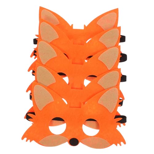 Vaguelly 5 Stück Fuchsmaske für tiermasken für Halloween Tiermaske Theater Maske Tiermasken-Set Rätsel Halloween-Halbmaske Tiermasken Kindermaske gefühlt Orange von Vaguelly