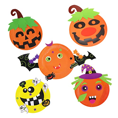 Vaguelly 5 Stück Halloween Spaß Cartoon Papierpalette DIY Papiergeschirr Aufkleber DIY Handgemachtes Material Halloween Aufkleber DIY Pappteller Material DIY Pappteller Aufkleber von Vaguelly