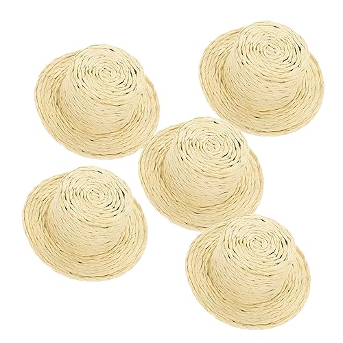 Vaguelly 5 Stück Miniatur Hüte Woven Mini Top Hats für DIY Bastelarbeiten und Puppendekoration für Weihnachtsprojekte und Kreative Gartenlandschaften von Vaguelly