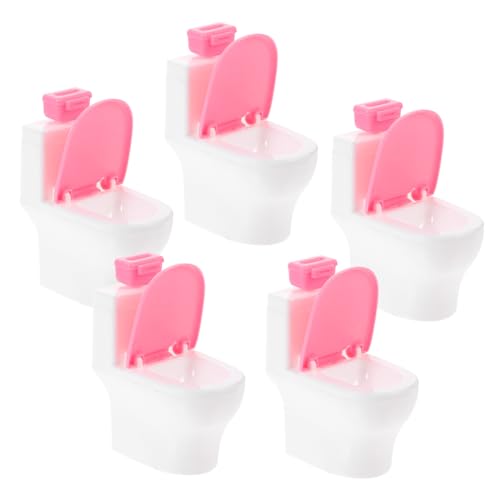 Vaguelly 5 Stück Miniatur Puppenhausmöbel Teiliges Badezimmer Zubehör mit Mini Toilette für Kreatives und Dekoration für Puppenhaus und Puppenmöbel von Vaguelly