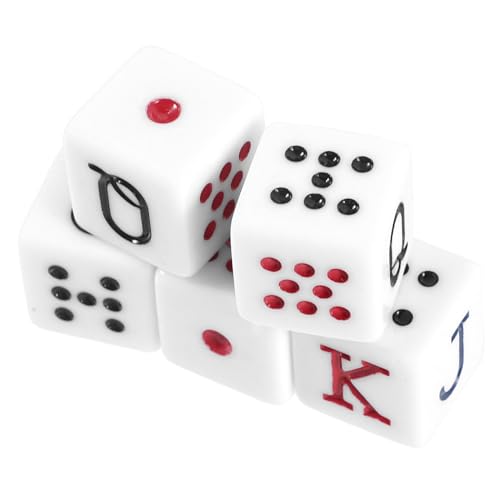 Vaguelly 5 Stück Quadratische Ecke Weiß Nr. 16 Jqk Würfel Tischspiel Kartenspiel Poker Würfel 5st Pokerwürfel-Requisite Pokerwürfel Requisiten Würfelspiel Tragbare Würfel Partyzubehör Acryl von Vaguelly