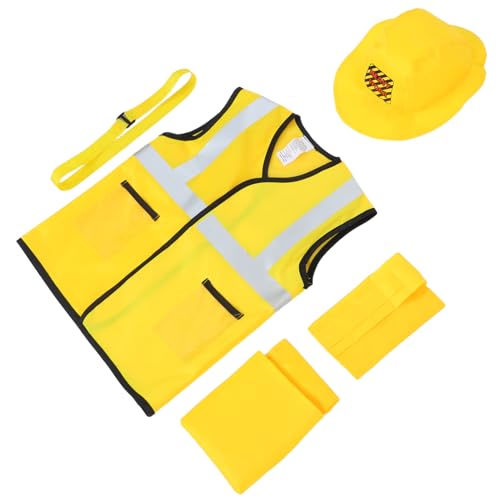 Vaguelly 5 Stück Teiliges Cosplay Bauarbeiter Kostüm mit Hut Weste Gürtel Werkzeugtasche für Karneval Halloween Party Bühnenauftritt Gelb Vaguelly 5 Stück Teiliges Cosplay Bauarbeiter Kostüm mit Hut Weste Gürtel Werkzeugtasche für Karneval Halloween Party Bühnenauftritt Gelb von Vaguelly