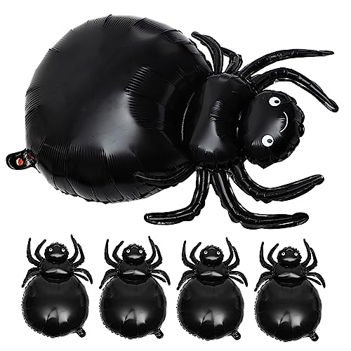 Vaguelly 5 Stück Teiliges Halloween Spinnen Folienballon Schwarz Langlebige Aluminiumfolie Dekorative Party Deko für Halloween Feiern Sichere und Auffällige Raumdekoration als Foto von Vaguelly