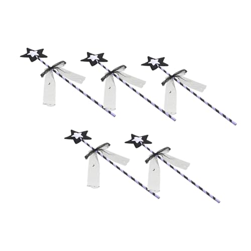 Vaguelly 5 Stück Teiliges Handheld Fairy Stick mit Stern Design und Schleifenband Leichter Tragbarer Feenstab für Geeignet für Tanzaufführungen Partys und Halloween Feste von Vaguelly