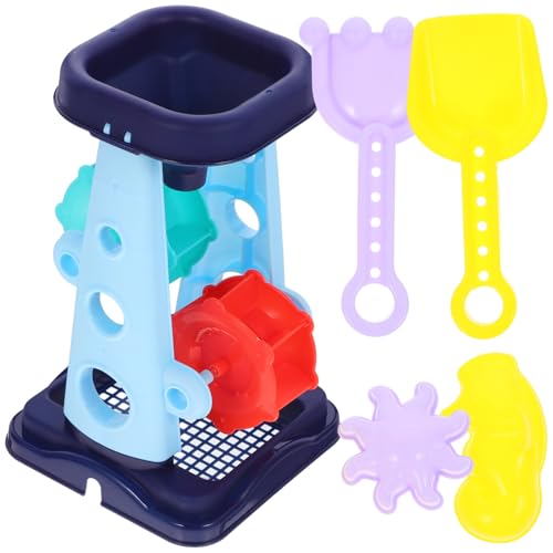 Vaguelly 5 Stück Teiliges Interaktives Strandspielzeug Set für Eltern Junge Mädchen Aktivitäten Sandspielzeug mit Sandtrolley Sanduhr Schaufel und Eimer Blau von Vaguelly