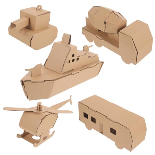 Vaguelly 5 Stück Teiliges Papierpuzzle für DIY Modellbau von Flugzeug Tank Auto Boot und Hubschrauber Kreatives Handgemachtes Bastelset Geduld und Feinmotorik von Vaguelly