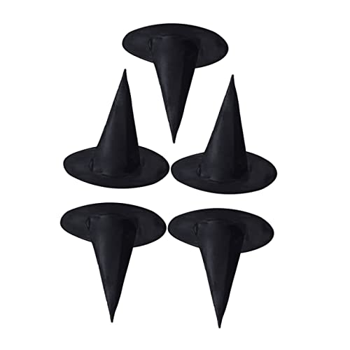 Vaguelly 5 Stück Teiliges Schwarze Hexenhüte aus Oxford Universelle Halloween Partyhüte Cosplay Kostümzubehör für Erwachsene und Geeignet für Karneval Fasching Halloween Festlichkeiten von Vaguelly
