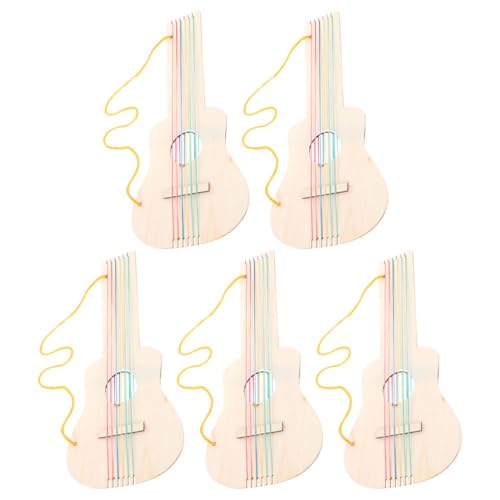Vaguelly 5 Stück Teiliges Unbemalte Holzgitarren für DIY Malerei Gitarre Unfertige Musikinstrumente zur Kreativen Gestaltung für Bastelprojekte und Spielspaß von Vaguelly