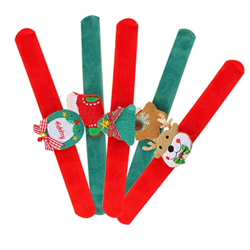 Vaguelly 5 Stück Teiliges Weihnachts Slap Armband Weihnachtliches Design Langlebig Sicher für Jungen Mädchen Partyzubehör Wristband von Vaguelly