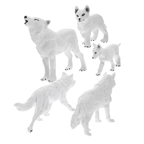Vaguelly 5 Stück Wolf Modell Teiliges Realistische Wolf Figur für Pädagogisches Lernspielzeug Dekorative Statue für Zuhause und Büro Hochwertiges Leichtes Kunststoffmaterial von Vaguelly