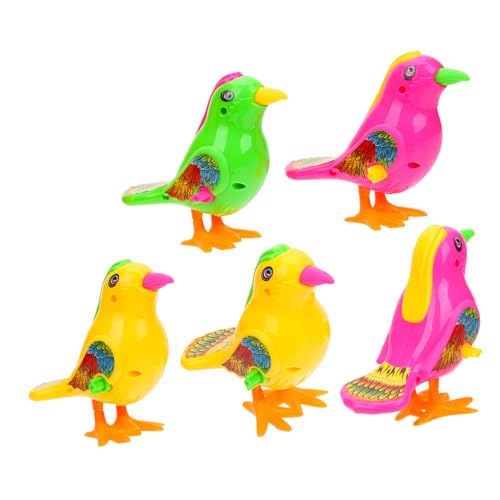 Vaguelly 5 Stück aufziehbares Vogelspielzeug Tierspielzeug für Kleinkinder Vogelspielzeug aufziehen Kinderspielzeug Aufziehspielzeug Plastik Zufällige Farbe von Vaguelly