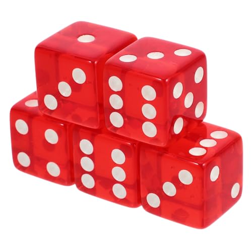 Vaguelly 5 Stück großes Würfelsieb Tischspielwürfel Brettspiel Würfel 6 Seiten Würfel Facettenreiche Würfel partyspiel Brettspielwürfel Würfel für Spiel Würfel zum Glücksspiel Acryl rot von Vaguelly