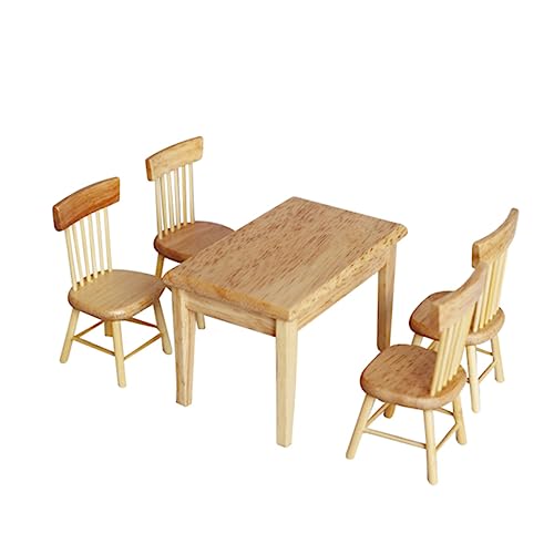 Vaguelly Hochwertiges Holzmaterial Mini-puppenhausmöbel Set Mit Tisch Und Stühlen Spielhauszubehör Vaguelly Hochwertiges Holzmaterial Mini-puppenhausmöbel Set Mit Tisch Und Stühlen Spielhauszubehör von Vaguelly