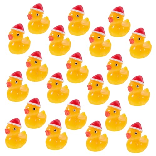 Vaguelly 50 Stück Resin Entenfigur mit Weihnachtsmütze Kompakte Mini Dekoration für Garten Terrasse Leichte Realistische Weihnachtsdeko Tisch und Hausverzierung von Vaguelly