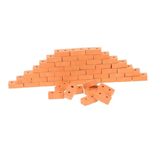 Vaguelly 50 Stück Simulierter Ziegel Terrasse Bausteine Antike Miniaturgebäude Miniaturen Schaumziegel Gefälschter Ziegelstein Block Stadt Bausatz Konstruktionsspielzeug Erbse Ton Rot von Vaguelly